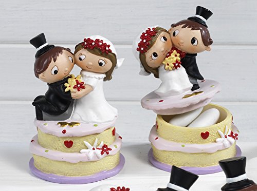 6 Stück Kartonage Gastgeschenk Brautpaar Lustige Kunstharz cm. 7,5 Gastgeschenk Hochzeit by Mandeln Gastgeschenk von Mandorle by Paben