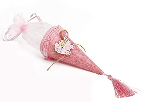 Mandorle by Paben 24 Pezzi Cono Sacchetto portaconfetti Rosa Bomboniera Bambina Battesimo Nascita Bambina von Mandorle by Paben