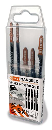 Mandrex | Stichsägeblatt Set 5-teilig Mehrzweck Premium Sägeblätter für alle Anforderungen | 5er Set von Mandrex Smart tools for every job