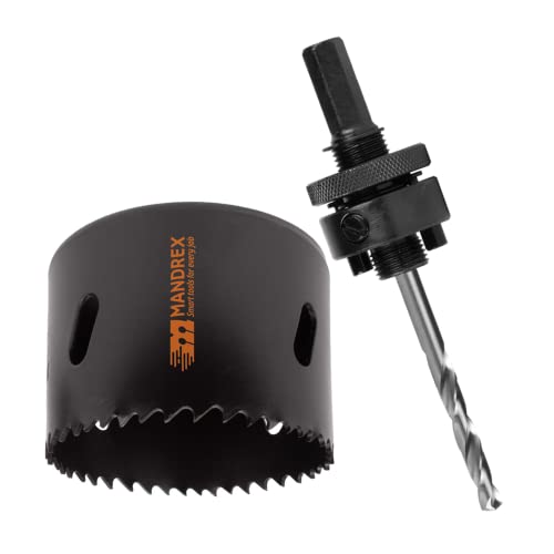 Mandrex | Bi-Metall Lochsäge EasyXcut M3 mit 45 mm Schnitttiefe für Stahl, Eisen, Holz, & PVC | MHB300083B+MX200081HSB | Ø 83 mm von Mandrex Smart tools for every job