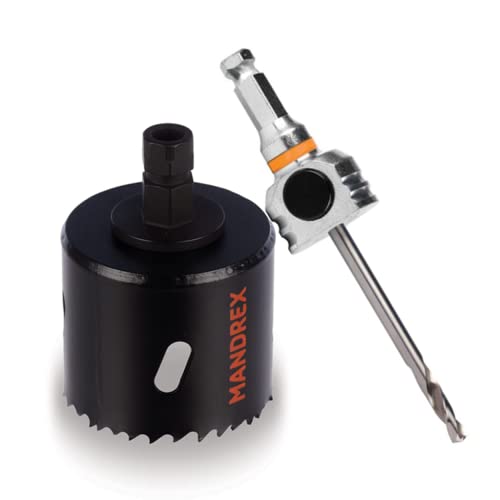 Mandrex | Bi-Metall Lochsäge EasyXcut M3 mit 45 mm Schnitttiefe für Stahl, Eisen, Holz, & PVC | MHB3Q0022B + MX200024B | Ø 22 mm von Mandrex Smart tools for every job