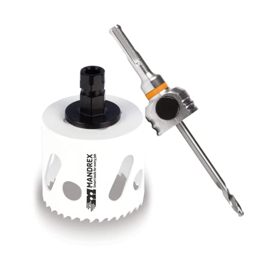 Mandrex | Bi-Metall Lochsäge SpeedXcut 8% Kobaltlegierung & 45 mm Schnitttiefe für Edelstahl, Alu & Epoxidharz | MHB4Q059B+MX200020SB | Ø 59 mm von Mandrex Smart tools for every job