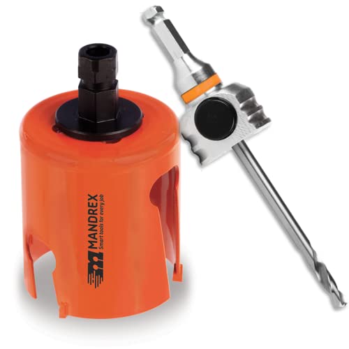 Mandrex | Mehrzweck Lochsäge SuperXcut Hartmetallzähnen, 60mm Schnitttiefe, mit Aufnahme | MHMQ0064B+MX200024B | Ø 64mm von Mandrex Smart tools for every job