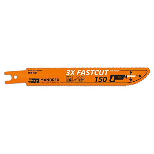Mandrex | Säbelsägeblatt FASTCUT schneidet 3-fach 1,8mm Tigersägeblatt für Holz & Fiberglas | 150 mm | 2er Set von Mandrex Smart tools for every job