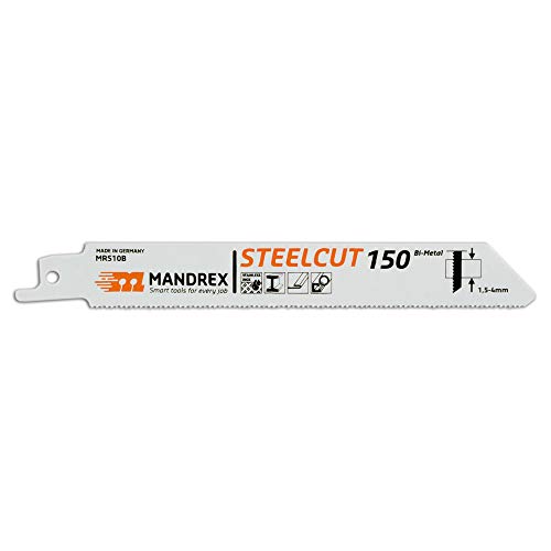 Mandrex | Säbelsägeblatt STELLCUT Bi-Metall MRS10B Tigersägeblatt 1,4 mm für Bleche, Rohre & Profile | 150 mm | 2er Set Mandrex | Säbelsägeblatt STELLCUT Bi-Metall MRS10B Tigersägeblatt 1,4 mm für Bleche, Rohre & Profile | 150 mm | 2er Set von Mandrex Smart tools for every job