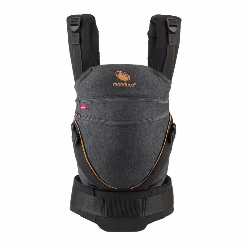 Manduca Xt Cotton Kindertrage Babytrage Bauchtrage Hüfttrage Denimblack Toffee  B-Ware von Manduca