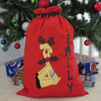Personalisierter Weihnachts-/Weihnachtsmannsack Des Kindes - Sitzendes Rentier-Design von MandyJDesignsShop