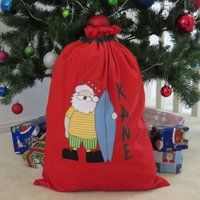Personalisierter Weihnachts-/Weihnachtsmannsack Des Kindes - Surfing Santa Design von MandyJDesignsShop