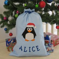Personalisierter Weihnachts-/Weihnachtsmannsack Für Kinder - Pinguin-Design von MandyJDesignsShop