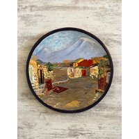 Keramik Wandteeller, Dorf Teller, Dekorative Art Deco Möbel Armenisch Geist Troika Keramik Handbemalte Platte, Wohnzimmer Dekor von ManeTiless