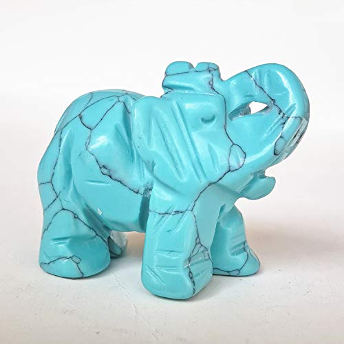 Manekieko Grüner Howlith Türkis Elefant Kristalldekor, Taschenkristalle und Heilsteine Figur 38mm Raumdekoration von Manekieko