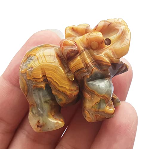 Manekieko Natürlicher Verrückter Onyx Elefant Kristalldekor, Taschenkristalle und Heilsteine Figur 38mm Raumdekoration von Manekieko