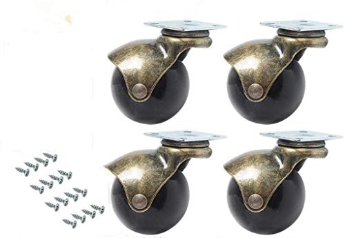 Manfâ 4 Stücke Ball Caster Rad 360 Grad Drehwirbel Platten Metall Mit Kapuze Kugelförmige Bremse Schwere für Schreibtisch Stuhl Couchtisch Spielzeug Schuhe bins (2 zoll (50mm)) von Manfâ