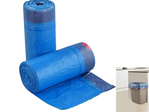 Manfâ Automatische Schließung Drawsting Bin Bag 50 * 60 cm 30 L 100 stücke Müllsäcke Blau Fit für Büro Küche Schlafzimmer Bad Garten und Außenhof Extra 10 liter müllsäcke (8 stücke) von Manfâ