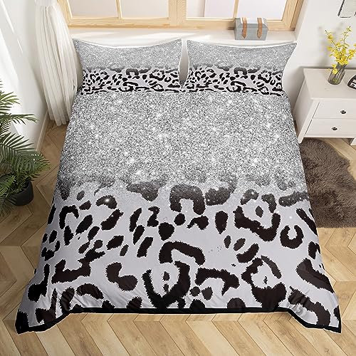 Abstrakte Geparden Haut Flecken Bettbezug Set S Größe,Schieber Glitter Pailletten Bettwäsche Set,Kinder Mädchen Zimmer,Schwarz Grau Leopard Print Tröster Abdeckung,Retro Quilt Cover,1 Kissenbezug Abstrakte Geparden Haut Flecken Bettbezug Set S Größe,Schieber Glitter Pailletten Bettwäsche Set,Kinder Mädchen Zimmer,Schwarz Grau Leopard Print Tröster Abdeckung,Retro Quilt Cover,1 Kissenbezug von Manfei