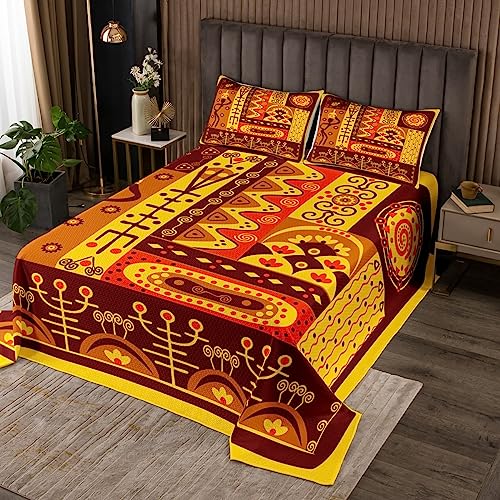 Afrikanische ägyptische Frauen Tagesdecke Set S Größe,Boho Afrika Tribal Coverlet Set Kinder Mädchen Erwachsener Raum Dekor Braun Gold Muster Tröster Set Vintage exotische Quilt Set Afrikanische ägyptische Frauen Tagesdecke Set S Größe,Boho Afrika Tribal Coverlet Set Kinder Mädchen Erwachsener Raum Dekor Braun Gold Muster Tröster Set Vintage exotische Quilt Set von Manfei