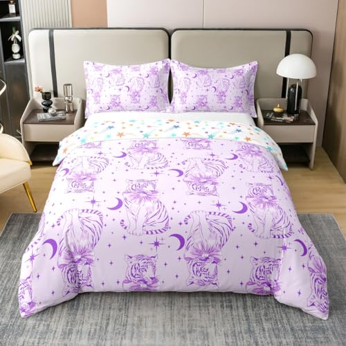 Bogen Tiger 100% Bettbezug aus Baumwolle M Größe, Stern und Mond Bettwäsche Sets Kinder Mädchen Erwachsene, Lila Leopard Druck Decken Abdeckung Moderne romantische Quilt Abdeckung, 1 Kissenbezug Bogen Tiger 100% Bettbezug aus Baumwolle M Größe, Stern und Mond Bettwäsche Sets Kinder Mädchen Erwachsene, Lila Leopard Druck Decken Abdeckung Moderne romantische Quilt Abdeckung, 1 Kissenbezug von Manfei