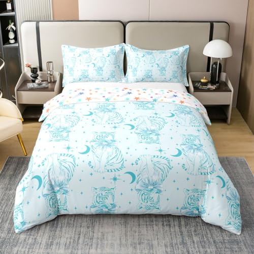 Bogen Tiger 100% Bettbezug aus Baumwolle M Größe, Stern und Mond Bettwäsche Sets Kinder Mädchen Jungen Erwachsene, Blaue Leopard Druck Decke Moderne Blaue Quilt Abdeckung, 1 Kissenbezug Bogen Tiger 100% Bettbezug aus Baumwolle M Größe, Stern und Mond Bettwäsche Sets Kinder Mädchen Jungen Erwachsene, Blaue Leopard Druck Decke Moderne Blaue Quilt Abdeckung, 1 Kissenbezug von Manfei