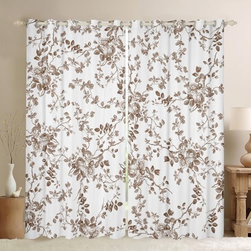 Boho Blumen Blätter Kinder Fenstervorhänge,Natürliche Blumenblatt botanische Fenstervorhänge,Rustikale Pflanze Bauernhaus Kindergarten Schlafzimmer Spielzimmer Dekor,Braun Weiß 2 Panels,M Größe Boho Blumen Blätter Kinder Fenstervorhänge,Natürliche Blumenblatt botanische Fenstervorhänge,Rustikale Pflanze Bauernhaus Kindergarten Schlafzimmer Spielzimmer Dekor,Braun Weiß 2 Panels,M Größe von Manfei
