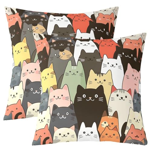 Cartoon Katze Kinder werfen Kissen Abdeckung, Kawaii Tier Katze Liebhaber Doppelseiten Kissenhülle, Geometrische Linien Mode Heimdekor, Bunte Bett Couch Sofa Kissen Abdeckung, 2 Packung 40x40 cm Cartoon Katze Kinder werfen Kissen Abdeckung, Kawaii Tier Katze Liebhaber Doppelseiten Kissenhülle, Geometrische Linien Mode Heimdekor, Bunte Bett Couch Sofa Kissen Abdeckung, 2 Packung 40x40 cm von Manfei
