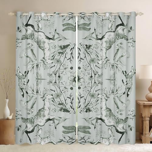 Cartoon Tier Fenstervorhänge,Rustikale Hirsch Eule Kaninchen Pflanze Kinderzimmer Spielzimmer Dekor,Insekt Dragonfly Cabin Mädchen Jungen Zimmer Dekor,Hellgrün 2 Panels,XXL Größe Cartoon Tier Fenstervorhänge,Rustikale Hirsch Eule Kaninchen Pflanze Kinderzimmer Spielzimmer Dekor,Insekt Dragonfly Cabin Mädchen Jungen Zimmer Dekor,Hellgrün 2 Panels,XXL Größe von Manfei