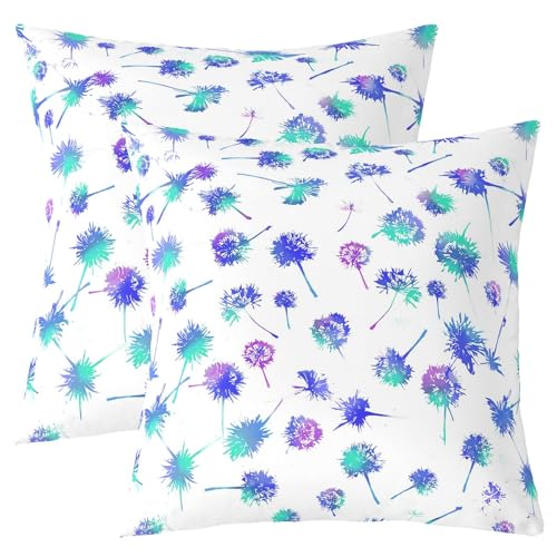 Dandelion Kids werfen Kissen Abdeckung, rustikale Bauernhof Pflanze botanische Doppelseiten Kissenhülle, Natur Floral Retro Home Decor, weißes blaues Bett Couch, 2 Packung 20 "x20 von Manfei