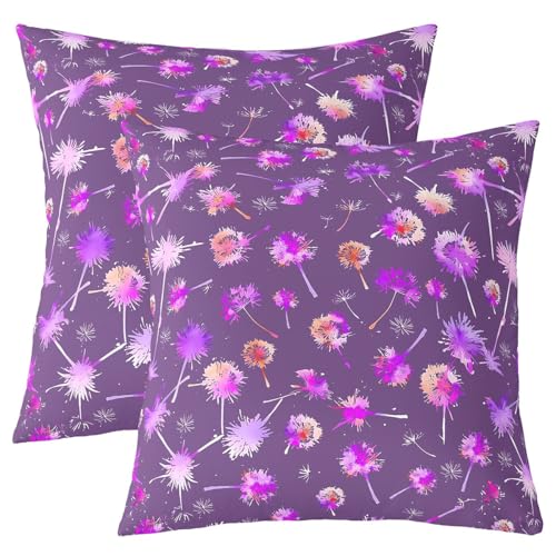 Dandelion Kinder werfen Kissen Abdeckung, Blumen botanische Pflanze natürliche Doppelseiten Kissenhülle, rustikale Bauernhaus Heimdekor, lila Bett Couch, 2 Packung 20 "x20 von Manfei