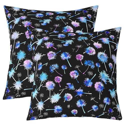 Dandelion Kinder werfen Kissen Abdeckung, Blumenblatt Pflanze botanische Doppelseiten Kissenhülle, Natur rustikales Bauernhaus Heimdekor, schwarzes blaues Bett Couch, 2 Packung 16 "x16 von Manfei
