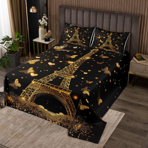Eiffelturm Tagesdecke M Größe,Gold Glitter Schmetterling Liebe Bettwäsche Kinder Frauen Mädchen Zimmer Dekor,Berühmte Urban Paris Ansicht Tröster Set Schwarz Mode Romantische Quilt Coverlet Eiffelturm Tagesdecke M Größe,Gold Glitter Schmetterling Liebe Bettwäsche Kinder Frauen Mädchen Zimmer Dekor,Berühmte Urban Paris Ansicht Tröster Set Schwarz Mode Romantische Quilt Coverlet von Manfei