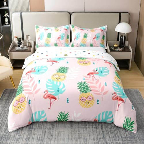 Flamingo 100% Bettbezug aus Baumwolle M Größe,Ananas Palm Blätter Bettwäsche Sets Kinder Mädchen Jungen Erwachsener,Tropische Tiere Pflanzen Deckbekleidung Pink Blaue Quilt Abdeckung,1 Kissenbezug Flamingo 100% Bettbezug aus Baumwolle M Größe,Ananas Palm Blätter Bettwäsche Sets Kinder Mädchen Jungen Erwachsener,Tropische Tiere Pflanzen Deckbekleidung Pink Blaue Quilt Abdeckung,1 Kissenbezug von Manfei