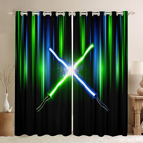 Geometrische Lichtschwert Vorhänge Kinder Mädchen Neon Blau Grün Lichtstreifen Fenster Vorhang Teens Zimmer Dekor Moderne Mode Spiele Fenster Vorhang 3D Schwarz Fenster Vorhänge,2 Platten,L Größe Geometrische Lichtschwert Vorhänge Kinder Mädchen Neon Blau Grün Lichtstreifen Fenster Vorhang Teens Zimmer Dekor Moderne Mode Spiele Fenster Vorhang 3D Schwarz Fenster Vorhänge,2 Platten,L Größe von Manfei