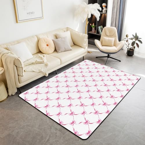 Kinderteppich, rosa Schleife, Knoten, geometrisches Patchwork, Prinzessinnen-Bodenmatte, Eingangsteppich, Mädchen-Jungen-Zimmer-Dekoration, Schleife, Schmetterlingsknoten, rutschfester Teppich Kinderteppich, rosa Schleife, Knoten, geometrisches Patchwork, Prinzessinnen-Bodenmatte, Eingangsteppich, Mädchen-Jungen-Zimmer-Dekoration, Schleife, Schmetterlingsknoten, rutschfester Teppich von Manfei