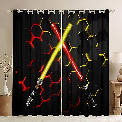 Lichtschwert Fenster Vorhang Kinder Geometrische Waben Hexagon Vorhänge Jungen Erwachsener Zimmer Dekor Neon Bunte Rot Gelb Fenster Behandlung Vorhang 3D Schwarz Fenster Vorhänge,Top 2 Panel,XL Lichtschwert Fenster Vorhang Kinder Geometrische Waben Hexagon Vorhänge Jungen Erwachsener Zimmer Dekor Neon Bunte Rot Gelb Fenster Behandlung Vorhang 3D Schwarz Fenster Vorhänge,Top 2 Panel,XL von Manfei
