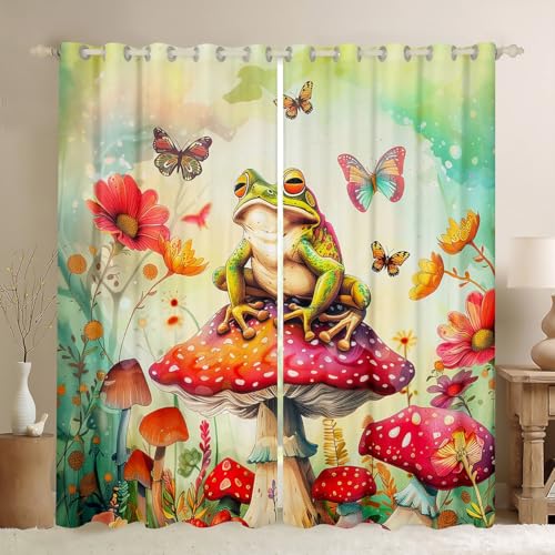 Manfei Boho Frosch Fenstervorhang,Roter Wildpilz Fensterbehandlungsvorhang,Teens Erwachsene Natur Tiere Botanische Vorhänge Trippy Tropische Raumdekoration Top 2 Panels,XXL Größe Manfei Boho Frosch Fenstervorhang,Roter Wildpilz Fensterbehandlungsvorhang,Teens Erwachsene Natur Tiere Botanische Vorhänge Trippy Tropische Raumdekoration Top 2 Panels,XXL Größe von Manfei