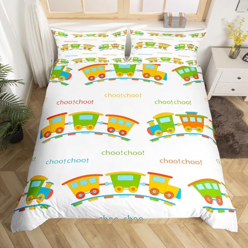 Manfei Cartoon Zug Auto Bettbezug Set S Größe Kinder Jungen,Bunte Choo-Choo Zug Tracks Bettwäsche Set,Nette Transport Fahrzeug Tröster Abdeckung Moderne weiche weiße Quilt Cover,1 Kissenbezug Manfei Cartoon Zug Auto Bettbezug Set S Größe Kinder Jungen,Bunte Choo-Choo Zug Tracks Bettwäsche Set,Nette Transport Fahrzeug Tröster Abdeckung Moderne weiche weiße Quilt Cover,1 Kissenbezug von Manfei