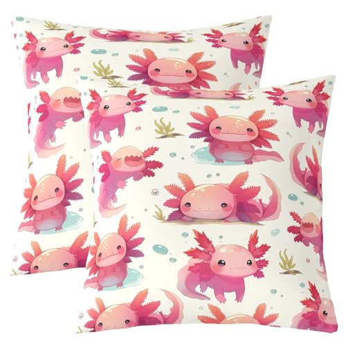 Manfei Cute Axolotl Kids werfen Kissenbezug, Wasserpflanzen Cartoon Tier Doppelseiten Kissenbezug, Bubble Lovely Creature Home Decor, Beige & Pink Bed Couch Sofa Kissenbezug, 2 Packung 60x60 cm Manfei Cute Axolotl Kids werfen Kissenbezug, Wasserpflanzen Cartoon Tier Doppelseiten Kissenbezug, Bubble Lovely Creature Home Decor, Beige & Pink Bed Couch Sofa Kissenbezug, 2 Packung 60x60 cm von Manfei