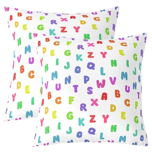 Manfei Englisches Alphabet Kinder werfen Kissenbezug, Mehrfarbige Vorschule Moderne Doppelseiten Kissenbezug, Cartoon Bunte Mode Heimdekor, Regenbogenbett Couch Sofa Kissenbezug, 2 Packung 50x50 cm Manfei Englisches Alphabet Kinder werfen Kissenbezug, Mehrfarbige Vorschule Moderne Doppelseiten Kissenbezug, Cartoon Bunte Mode Heimdekor, Regenbogenbett Couch Sofa Kissenbezug, 2 Packung 50x50 cm von Manfei