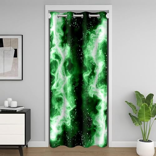 Manfei Gradient grün Blitz Tür Vorhang, Moderne Kunst Privatsphäre Vorhang Türtüren Schränke Cool Blitz Schlafzimmer Küche Dekor Abstrakt 1 Panel,H203 x B106 cm von Manfei