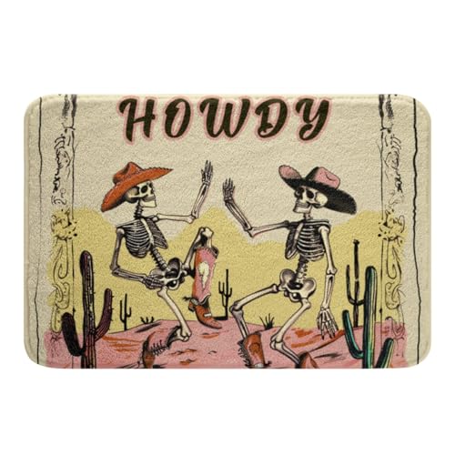 Manfei Howdy Badematten, Western-Cowboy-Skelett, Badezimmermatten, Teppiche für Kinder, Jungen, Zimmer-Dekoration, Wilder Westen, Wüste, Kaktus, Badteppich, rutschfest, saugfähig, Plüsch-Bodenmatten Manfei Howdy Badematten, Western-Cowboy-Skelett, Badezimmermatten, Teppiche für Kinder, Jungen, Zimmer-Dekoration, Wilder Westen, Wüste, Kaktus, Badteppich, rutschfest, saugfähig, Plüsch-Bodenmatten von Manfei