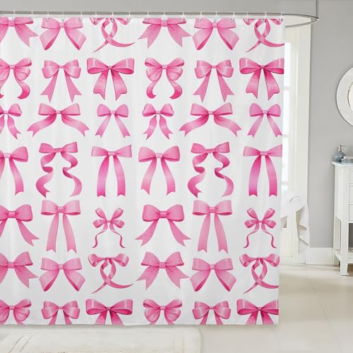 Manfei Kinder-Duschvorhang mit Fliege, verträumte Prinzessinnen-Mode, Badezimmer-Vorhang, Fantasy-Schleife, niedliche Heimdekoration, rosa und weiß, wasserdichte Vorhänge, 12 Haken, 183 x 183 cm (B x Manfei Kinder-Duschvorhang mit Fliege, verträumte Prinzessinnen-Mode, Badezimmer-Vorhang, Fantasy-Schleife, niedliche Heimdekoration, rosa und weiß, wasserdichte Vorhänge, 12 Haken, 183 x 183 cm (B x von Manfei