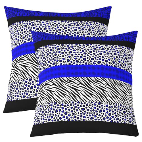 Manfei Leopard Zebra Druck werfen Kissen Abdeckung Giraffe Gepard Haut Streifen Patchwork Doppelseiten Kissenhülle Zimmer Dekor, Royal Blue schwarz weiß Kissen Abdeckung, 2 Packung 60x60 cm Manfei Leopard Zebra Druck werfen Kissen Abdeckung Giraffe Gepard Haut Streifen Patchwork Doppelseiten Kissenhülle Zimmer Dekor, Royal Blue schwarz weiß Kissen Abdeckung, 2 Packung 60x60 cm von Manfei