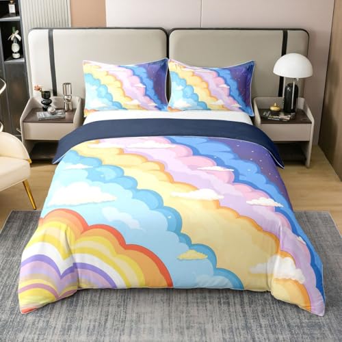 Manfei Rainbow Cloud 100% Baumwolle Bettdecke Abdeckung l Größe,Aquarell Wolken Bettwäsche Sets Kinder Jugendliche Cartoon Sternenhimmel Tröster Abdeckung Träumige süße Quilt Abdeckung,2 Kissenbezüge Manfei Rainbow Cloud 100% Baumwolle Bettdecke Abdeckung l Größe,Aquarell Wolken Bettwäsche Sets Kinder Jugendliche Cartoon Sternenhimmel Tröster Abdeckung Träumige süße Quilt Abdeckung,2 Kissenbezüge von Manfei