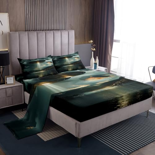 Manfei Raumschiff-Bettlaken-Set für Queen-Size-Bett, Weltraum, Alien, Raumschiff, für Erwachsene, natürlicher See, dunkle Wolken, Himmel, Bettwäsche-Set mit flachem Spannbetttuch, 2 Kissen Manfei Raumschiff-Bettlaken-Set für Queen-Size-Bett, Weltraum, Alien, Raumschiff, für Erwachsene, natürlicher See, dunkle Wolken, Himmel, Bettwäsche-Set mit flachem Spannbetttuch, 2 Kissen von Manfei
