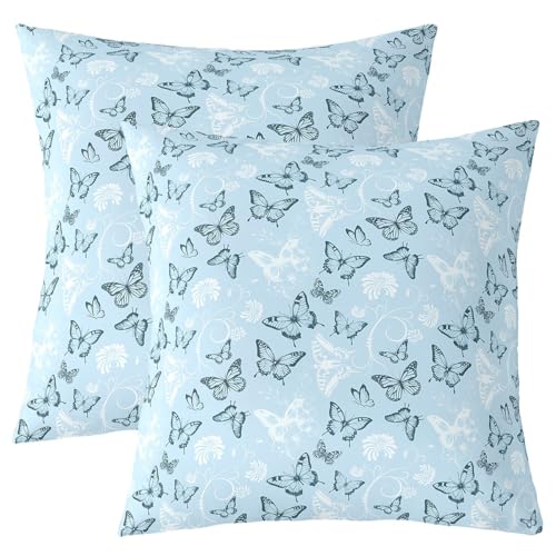 Manfei Schmetterling Kinder werfen Kissen Abdeckung, Tierblume Blumen Träumige Doppelseiten Kissenhülle, romantische Vintage Mode Heimdekor, Blaue Bettcouch Sofa Kissen Abdeckung, 2 Packung 50x50 cm Manfei Schmetterling Kinder werfen Kissen Abdeckung, Tierblume Blumen Träumige Doppelseiten Kissenhülle, romantische Vintage Mode Heimdekor, Blaue Bettcouch Sofa Kissen Abdeckung, 2 Packung 50x50 cm von Manfei