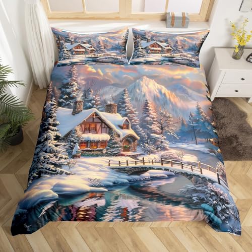 Manfei Winter Rustikale Land Bettwäsche S Größe,Kiefer Dschungel Berg Landschaft Bettbezug Set Kinder Jungen,Schneelandschaft See Kabine Tröster Abdeckung Xmas Zimmer Dekor Quilt Cover,1 Kissenbezug Manfei Winter Rustikale Land Bettwäsche S Größe,Kiefer Dschungel Berg Landschaft Bettbezug Set Kinder Jungen,Schneelandschaft See Kabine Tröster Abdeckung Xmas Zimmer Dekor Quilt Cover,1 Kissenbezug von Manfei