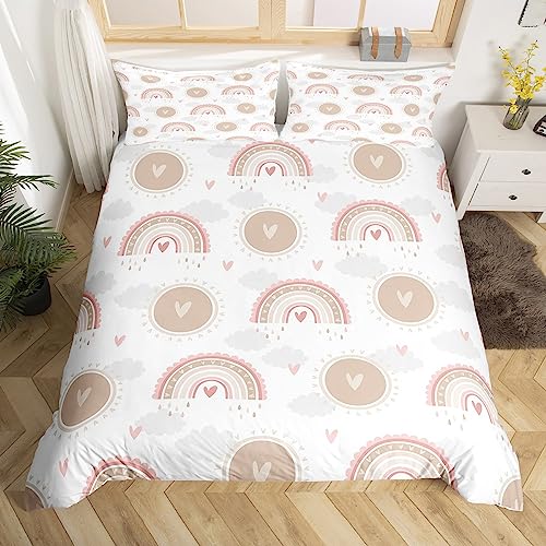 Nette Regenbogen Kinder Bettbezug Set S Größe Kind Cartoon Rosa Regenbogen Bettwäsche Set Mädchen Jungen Frauen Zimmer Dekor Boho Wolke Streifen Tröster Abdeckung Licht Khaki Weiß Quilt Cover Nette Regenbogen Kinder Bettbezug Set S Größe Kind Cartoon Rosa Regenbogen Bettwäsche Set Mädchen Jungen Frauen Zimmer Dekor Boho Wolke Streifen Tröster Abdeckung Licht Khaki Weiß Quilt Cover von Manfei