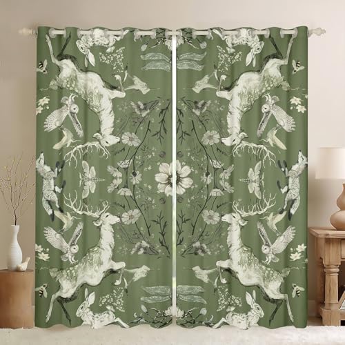Rustikale Bauernhaus Tiere Kinder Fenstervorhänge, Hirsch Eule Kaninchen Dragonfly Insekt Jungen Mädchen Zimmer Dekor, Daisy Blume Blätter Fenstervorhänge, Baby Grün 2 Panels, XXL Größe Rustikale Bauernhaus Tiere Kinder Fenstervorhänge, Hirsch Eule Kaninchen Dragonfly Insekt Jungen Mädchen Zimmer Dekor, Daisy Blume Blätter Fenstervorhänge, Baby Grün 2 Panels, XXL Größe von Manfei