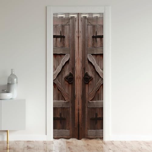 Rustikale Holz Tür Privatsphäre Tür Vorhang 1 Panel, Kabine Tür Bauernhaus Stil Tür Vorhang für Schrank Schlafzimmer Küche Privatsphäre Dekor, H203 x B106 cm von Manfei