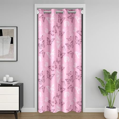 Schmetterling Kinder Vorhang, Blume Blumen Tier Träumige Blackout Vorhang, Mode Romantisch Trendy Schlafzimmer Wohnzimmer Dekor, rosa und weiße Privatsphäre Vorhang 1 Panel, H203 x B150 cm Schmetterling Kinder Vorhang, Blume Blumen Tier Träumige Blackout Vorhang, Mode Romantisch Trendy Schlafzimmer Wohnzimmer Dekor, rosa und weiße Privatsphäre Vorhang 1 Panel, H203 x B150 cm von Manfei