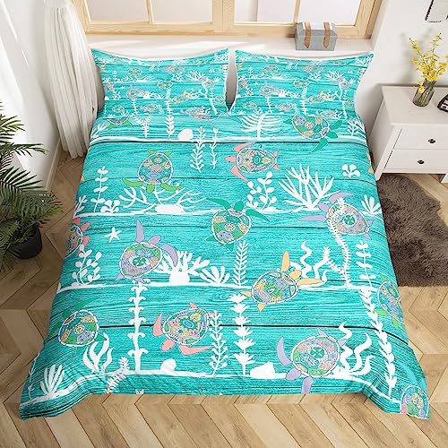 Sea Turtle Bettwäsche Set S Größe Seetang Muster Bettbezug, 1 Kissenbezug, Vier Jahreszeiten Ozean Holzbretter Stil Quilt Cover Kinder Teen Mädchen Jungen Zimmer Dekoration Sea Turtle Bettwäsche Set S Größe Seetang Muster Bettbezug, 1 Kissenbezug, Vier Jahreszeiten Ozean Holzbretter Stil Quilt Cover Kinder Teen Mädchen Jungen Zimmer Dekoration von Manfei